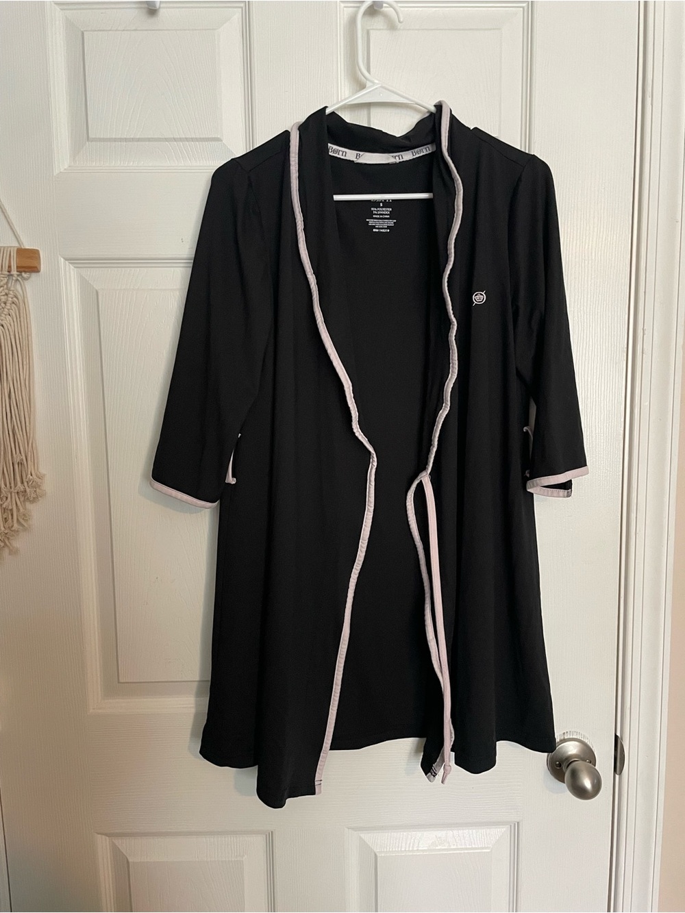 Born Women’s size Small Black Robe Top with Light Grey Trim